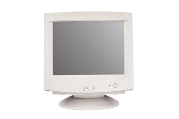 Old, vintage PC monitor isolated on white background