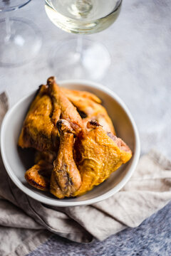 Georgian chicken tabaka dish served for the dinner