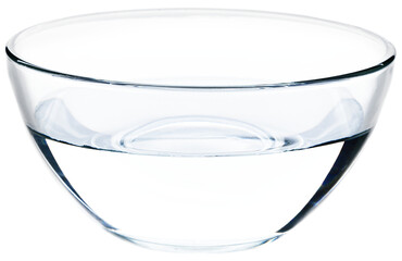 Glass bowl full of clear water on background