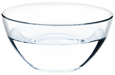 Glass bowl full of clear water on background