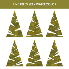 Pine Trees Set - Watercolor