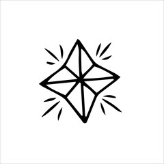 Hand drawn vector star. Sketch style icons. Simple star in doodle style. Illustration for decoration.