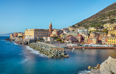 Genova, Italy. View of small sea port in Nervi district (Porticciolo di Nervi)