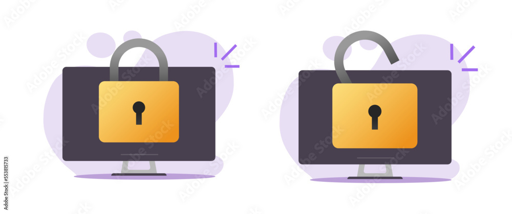 Poster secure computer lock access closed icon vector illustrated, cyber security privacy internet data pro