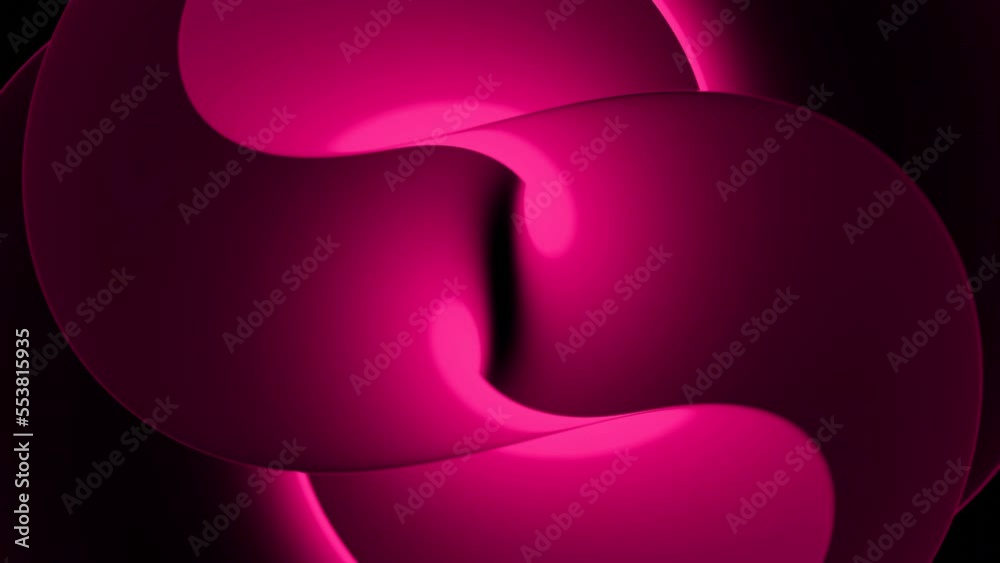 Poster abstract bright round 3d complex shape in rotating motion. design. curved figure and game of light a