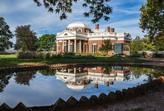 Charlottesville, VA USA - October 6, 2015: Mansion of US President and Founding Father Thomas Jefferson on his estate at Monticello