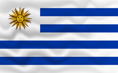 Wavy flag of Uruguay. Flag of Uruguay with a wavy effect. vector illustration