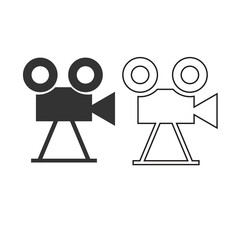 Video icon. Video camera set line and background vector ilustration.