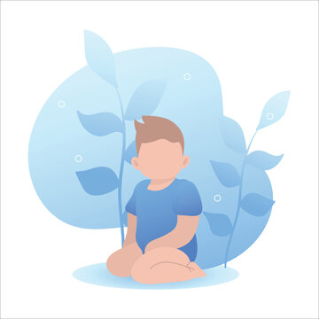 Vector image of a child sitting on legs