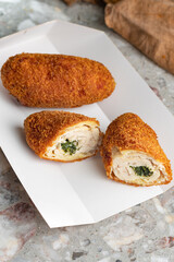 Chicken Kiev Cutlets. Breaded Chicken Kiev breast stuffed with butter, garlic and herb.