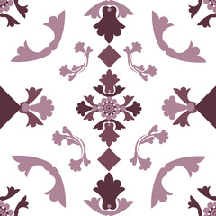 Seamless pattern of flowers and leaves in ethnic style. Flowers and leaves in brown shades. Vector illustration.