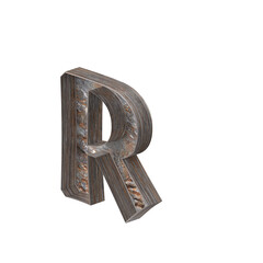 English alphabet symbol isolated made of tree bark in 3d rendering. English alphabet letter isolated made of tree bark. 3D PNG Image.  3D Transparent Image rendering. 