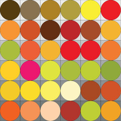 Color set. Abstraction. Checking the definition of color tone. Palette set. Abstract colorful circles in squares