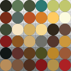 Color set. Abstraction. Checking the definition of color tone. Palette set. Abstract colorful circles in squares