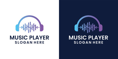 Modern Music and headphone logo combinations