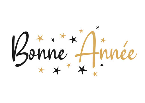 Happy New Year lettering in French (Bonne Ann&eacute;e). Vector illustration