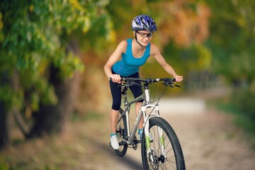 young happy sporty cyclist outdoor