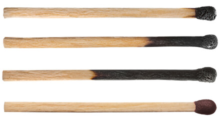 Matchsticks burn, piece prevents the fire from spreading