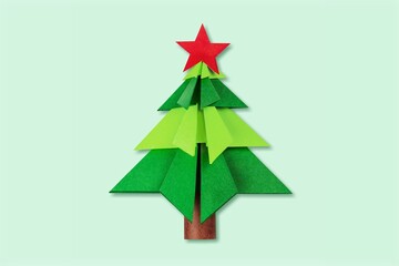 origami paper colored christmas tree