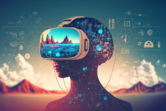 Avatar in a Virtual World,Metaverse, Illustration