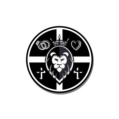 Lion as logo design. Illustration of a lion as a logo design on a white background. - 553823549