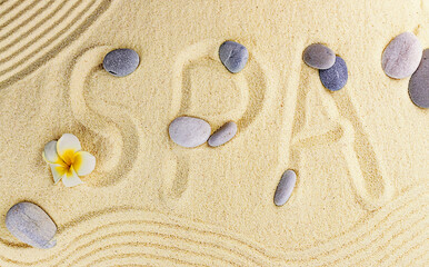 Fototapeta na wymiar Background with stones on the sand. Selective focus.
