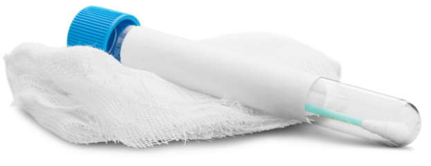 Tube containing a swab sample that has tested on COVID