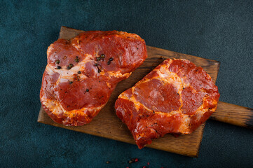Fresh Raw Beef Slice Steak. Pork steak with pepper.