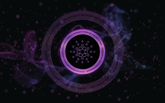 image of cardano-ada cryptocurrency. 3d illustration.editorial image.