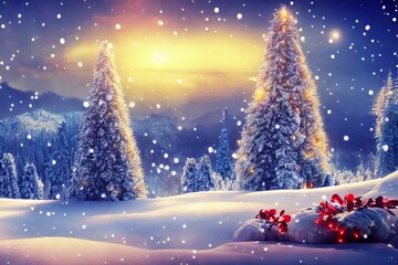 Naklejka premium christmas tree in the snow