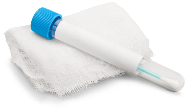 Tube containing a swab sample that has tested on COVID