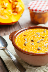 Orange Pumpkin Carrot Soup with Ginger and White Wine