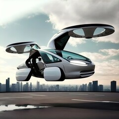 Flying car of the future. Autonomously piloted robo-taxi.	
