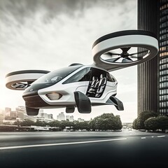 Flying car of the future. Autonomously piloted robo-taxi.	