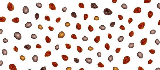 3d render illustration. Set of chocolate easter eggs .Set of different 3D realistic, shiny, golden,