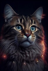 Fototapeta premium A beautiful brown cat, close up. Created using AI.