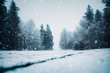 Fototapeta premium a lot of snow in a snowy forest in winter, generative AI