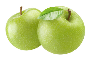 Delicious green apples, isolated on white background