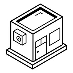 A line isometric icon of shipment truck