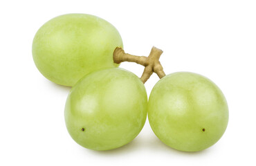 Close-up of delicious green grapes, isolated on white background
