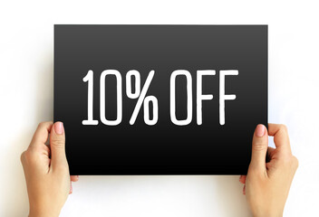 10% Off text on card, concept background