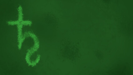 Sketch Style Symbol of Saturn against Green Grunge Backdrop with Copy Space
