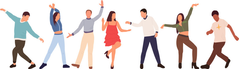 people dancing in flat style, isolated vector