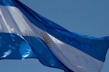closeup of the argentinian flag. symbol of the Argentine national team, of patriotism, home and democracy