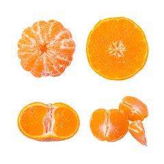 Collection of mandarin or tangerine isolated on transparent background.