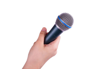 microphone in hand isolated on transparent background