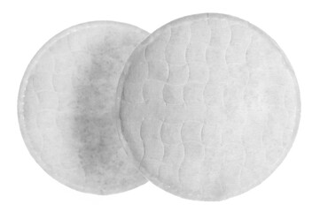 Absorbent cotton wool pads, swabs, wadding isolated on white with clipping path