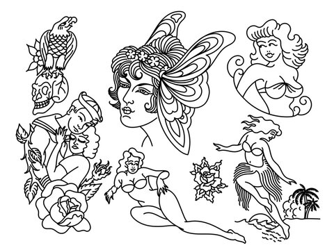 Traditional Tattoo Flash Outlines