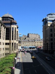 West Approach Road, Edinburgh, looking towards Lothian Road and Edinburgh Castle.