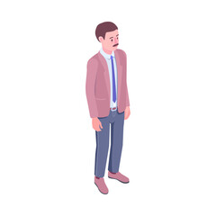 Isometric Office Assistant Composition